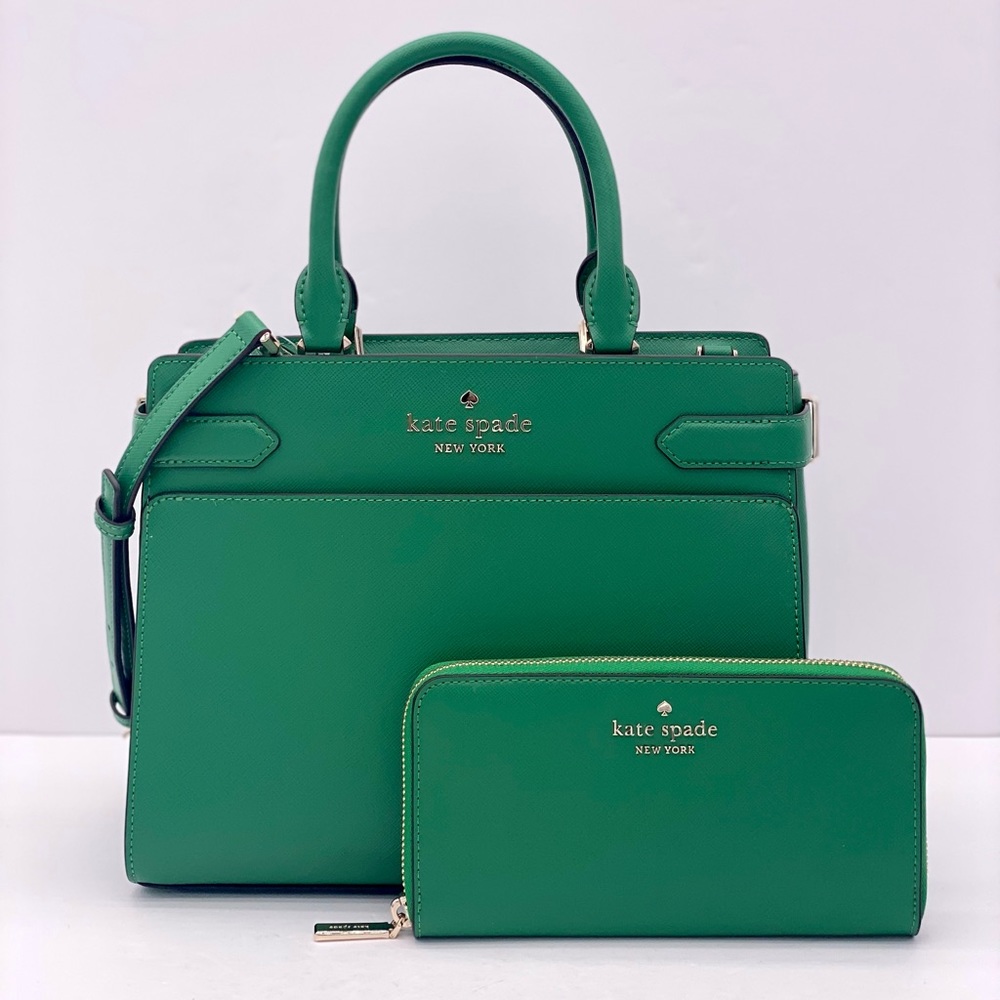 Kate Spade Staci Medium Satchel and Wallet Set Green - Picture 2 of 13